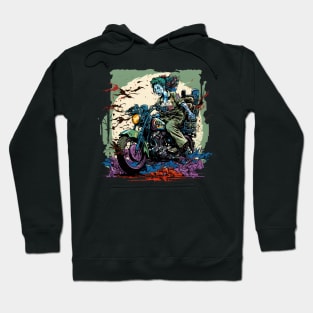 Zombie Girl riding a motorcycle Hoodie